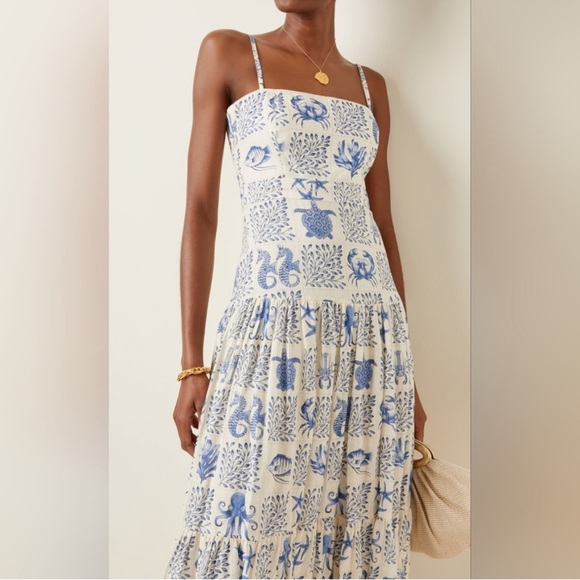 Agua Bendita Blue and White Printed Maxi Dress - Picture 2 of 11